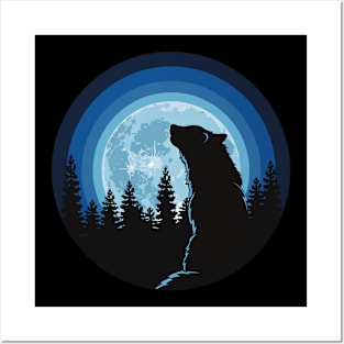 Moonlit Wolf Posters and Art